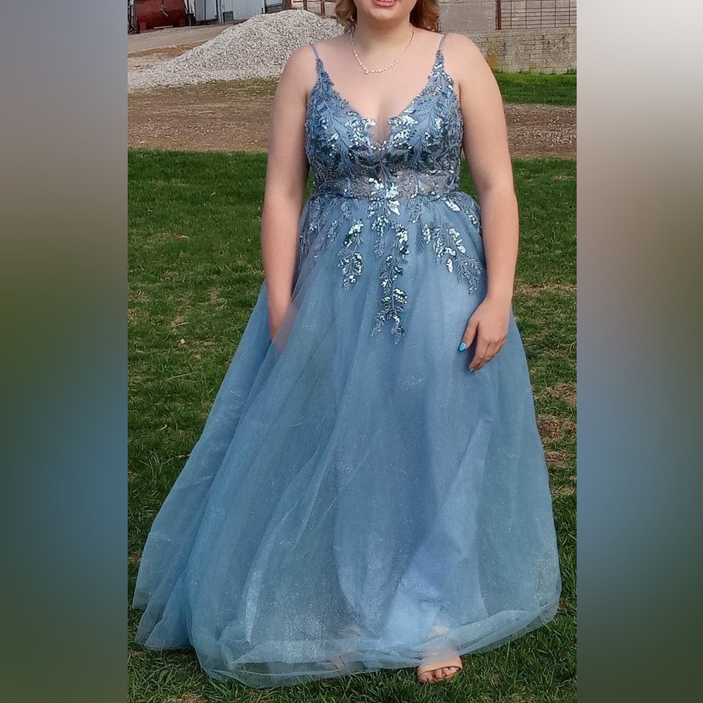 Size 12 light blue prom dress from dream dress, originally $400